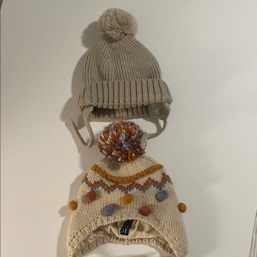 Zara Kids Beige and Multicolor Knit Hats bundle
